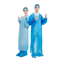 Plastic Disposable CPE Gown Blue Waterproof With Rubber Cuffs