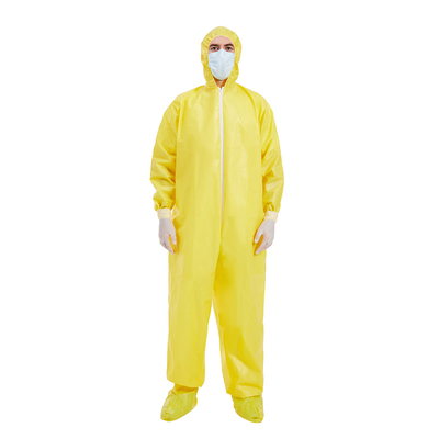 Yellow Disposable Protective Coverall With Shoe Cover S-3XL 20-60gsm