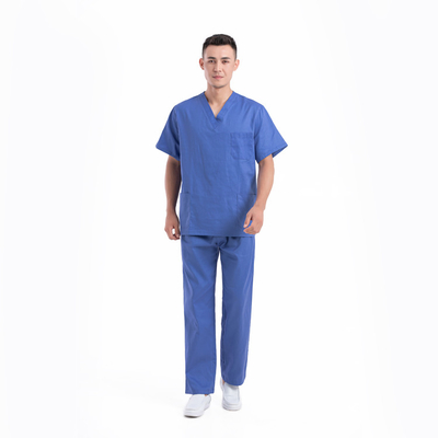 Soft Cotton Fabric Scrub Suit Uniforms Short Sleeves