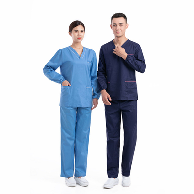 Blue Medical Scrub Suit Long Sleeve XS-3XL Industrial,Healthcare Center