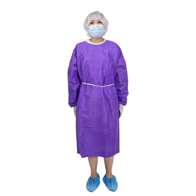 50g Purple PP Isolation Gown Disposable Hospital Gowns