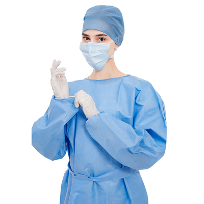 Level 3 SMS Medical Disposable Non Woven Isolation Gown Blue