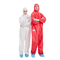 Type 5 6 Disposable Protective Coveralls With FDA CE ISO13485 White Red 50g 40g SMS