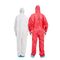 Type 5 6 Disposable Protective Coveralls With FDA CE ISO13485 White Red 50g 40g SMS